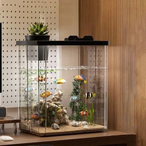 Pecera de mesa de plástico maceta hidropónica pecera para oficina en casa - Imagen 1 de 9