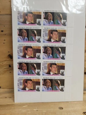 Par de estampillas Tuvalu Nukulaelae 62a-b boda real 1986 sin usar (10) T506 Foto 1 de 4