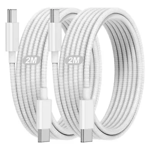 2x 2m Nylon Ladekabel für iPhone 15 + 16 Pro Max Plus USB-C Datenkabel Typ-C 60W - Bild 1 von 7