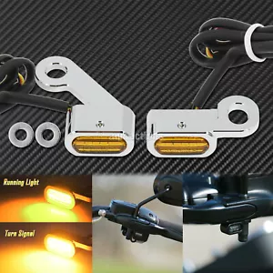 2Pcs Chrome LED Turn Signal Indicator Running Lights Fit For Sportster 04-20 - Picture 1 of 12