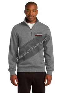 Sudadera delgada de lana bordada con bandera roja para hombre 1/4 con cremallera bombero bomberos - Imagen 1 de 1