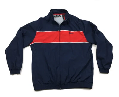 Perry Ellis America Blue Red Colorblock Cotton Zip Jacket Mesh Lining Men's L - Image 1 of 4