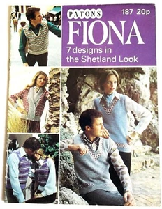 Patons No 187 Fiona 7 Designs in the Shetland Look Knitting Pattern Book 1974 - Picture 1 of 3