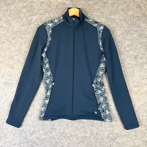 Galvin Green Golfjacke Damen klein Blumen Waffel gefüttert blau durchgehender Reißverschluss Oberteil blau - Bild 1 von 12