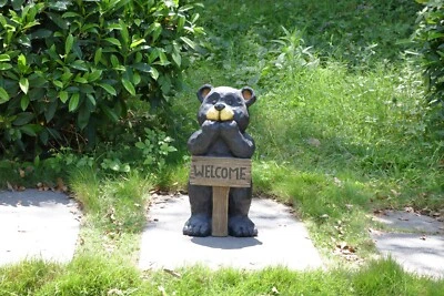 Letrero de bienvenida de decoración de oso de 17 pulgadas decoración de jardín estatua de jardín para entrada Foto 1 de 4