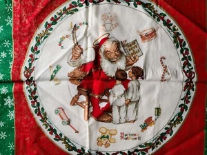 2 Norman Rockwell Wamsutta Kissen Paneele Punze Stoff Weihnachten Weihnachtsmann - Bild 1 von 5