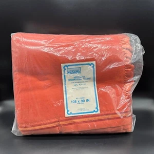 Vintage King Size Blanket Satin Trim Acrylic Burnt Orange Montgomery Ward 1970s - Picture 1 of 8