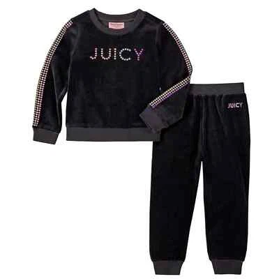 Juicy Couture Conjunto de jogger de terciopelo con estrás arcoíris Negro Chándal 12 Meses Foto 1 de 4