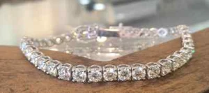 Womens Tennis Bracelet 8Ct Round Cut Lab Created Diamond 14K White Gold Plated - Picture 1 of 4