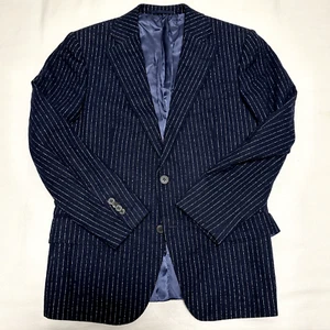 SUITSUPPLY Navy Pinstripe Alpaca Cotton Blend Jacket Men's 42 US Woven By Ferla - Picture 1 of 9