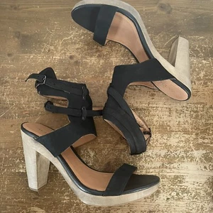 Aldo Holz Plateau Damen Heels. Schwarze Lederriemen - Bild 1 von 15