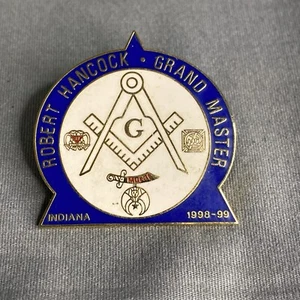 Masonic Grand Master Pin Indiana Robert Hancock Mason Freemason 1999 - Picture 1 of 3