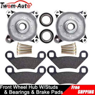 Front Wheel Hub W/Studs Bearings Brake Pads For Polaris RZR S 800 EFI 2008-2014 - Image 1 of 4