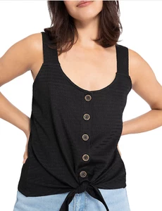 Camiseta sin mangas Sanctuary para mujer Golden Hour con corbata delantera negra talla XS - Imagen 1 de 4