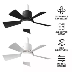 LED Ceiling Fan with Light Quiet E27 Socket Fan Remote 3 Speed - Picture 1 of 12