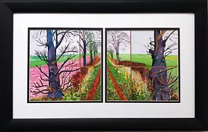 David Hockney "Un tunnel invernale più vicino" dittico personalizzato con cornice arte pop natura - Foto 1 di 5