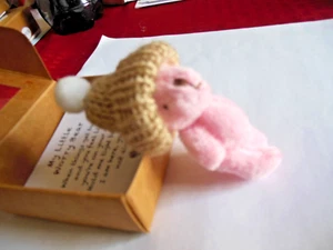 Teddy  Bear /  Pocket Size With Beanie Hat * { PINK } ** Free  Shipping** - Picture 1 of 7