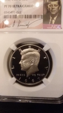 1997-S CLAD NGC PF70 ULTRA CAMEO KENNEDY HALF *** RARE PERFECT UCAM PROOF *** Cover