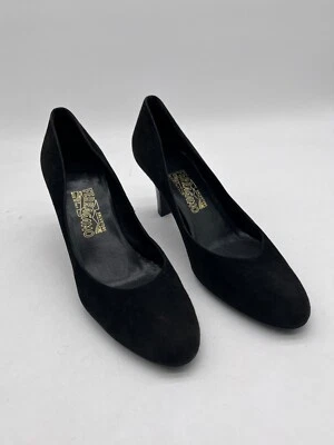 Zapatos de tacón Salvatore Ferragamo para mujer de gamuza negros talla 10 Foto 1 de 4