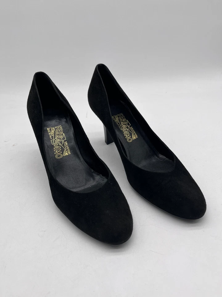 Zapatos de tacón Salvatore Ferragamo para mujer de gamuza negros talla 10 Foto 1 de 4