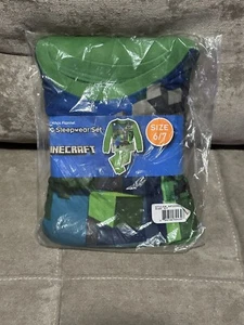 Minecraft - Creeper Boys 2 PC Flannel Pajama Set - Green - Size 6/7 - New - Picture 1 of 3