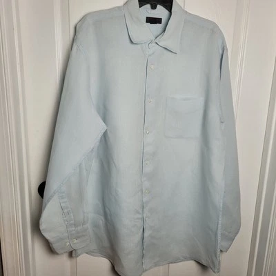 Express Shirt Mens XLarge Blue Irish Linen Button Down Relaxed Beach Mallcore - Image 1 of 4
