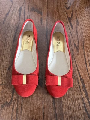 Michael Kors Mujer Plano Rojo Gamuza Cuero Talla 8 Foto 1 de 4