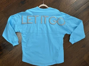 Disney Frozen Let It Go Spirit Glitter Jersey Shirt Broadway Medium - Picture 1 of 20