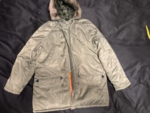 Sears Work Leisure Parka Jacket L Faux Fur Hood USAF Style Vintage Bomber - Picture 1 of 7