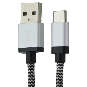 LBT USB-C TO USB-A 7FT Nylon Braided Charging Cable - Black / White - Picture 1 of 3