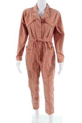 Alex Mill Women Jumpsuit Orange V-Neck Long Sleeve Tencel Blend Size S - Image 1 of 4