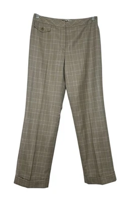 Saks Fifth Avenue Cashmere Silk Blend Cream & Pink Plaid Trousers Slacks Size 4  - Image 1 of 4