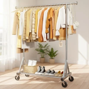 Appendiabiti in Acciaio Inox Organizzatore Armadio Autoportante con Chiudibile Wh... - Foto 1 di 11