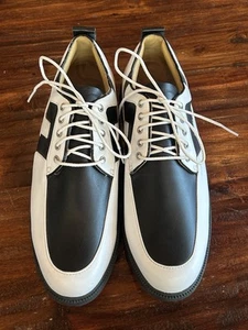 "Bridge" klassischer Golfschuh von J. Lindeberg weiß/schwarz Leder Herren Größe 12. - Bild 1 von 11