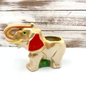 Lucky Trunk Up Ceramic Lusterware Elephant Succulent Planter - Picture 1 of 5
