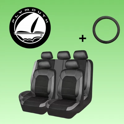 Juego completo de 5 asientos de cuero sintético negro de lujo para todos los Plymouth Foto 1 de 4