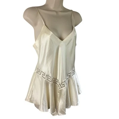 NEW VTG 80s Teddy Lingerie Bridal Silk Satin Ivory Flutter Leg Embroidered Sz L - Image 1 of 4