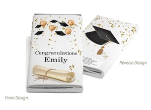 Graduation Chocolate Bars - Personalised Favours - Gold & Silver Foils - V1 - Picture 1 of 2