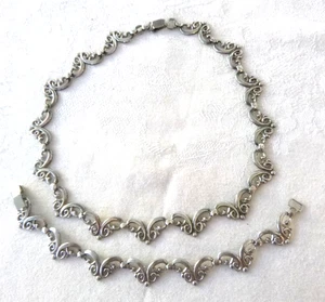 VTG Artisan 925 Sterling Silver 15" Necklace 7" Bracelet Set Scrolled Design - Picture 1 of 6