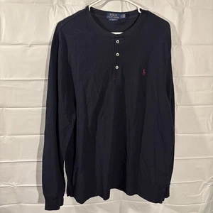 Polo Ralph Lauren Featherweight Mesh Long Sleeve Shirt Men’s Large Navy Blue - Picture 1 of 11