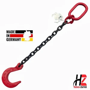 Anschlagkette Weitmaulhaken 1-Strang 8mm 2000kg/2t Anschlagkette Krankette Lg:1m - Bild 1 von 1