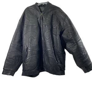 Chaqueta de Cuero Anthm Design Co Para Hombre Talla 6XL Cremallera Completa Bombardero Motociclista Negra Remolino - Imagen 1 de 18