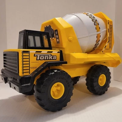 TONKA CEMENT MIXER Vintage Mighty Diesel Wide Tire Yellow Plastic & Metal Truck - Image 1 of 4