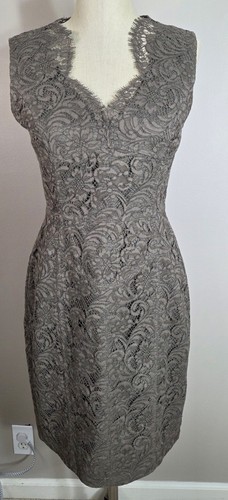 Abito tubino Burberry London pizzo taglia 8 marrone dolcevita scollo a V senza maniche