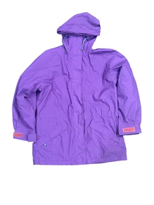Vintage Eddie Bauer Purple Windbreaker Jacket Hood Nylon Lg - Picture 1 of 5