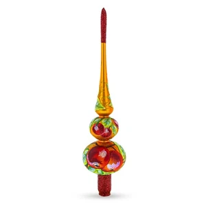 Peaches on Gold Mouth Blown Glass Tree Topper 12.5 Inches - Picture 1 of 4