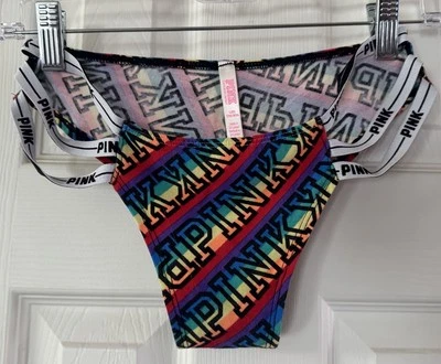 💜💜Victoria's Secret Vintage Pink Super Rare 3 Strap String Logo Panties💜💜 - Image 1 of 3