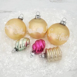 Ornements de sapin de Noël vintage brillant Brite USA tourbillon pochoir torsadé - Photo 1/6