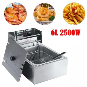 2500W 6L Commercial Electric Deep Fryer Fat Chip Fry Pot Tank Stainless Steel C - Picture 1 of 9