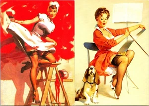Gil Elvgren 1994 Sexy Pin-Up 6"x4" Canvas Postcard Lot #6 - Picture 1 of 1